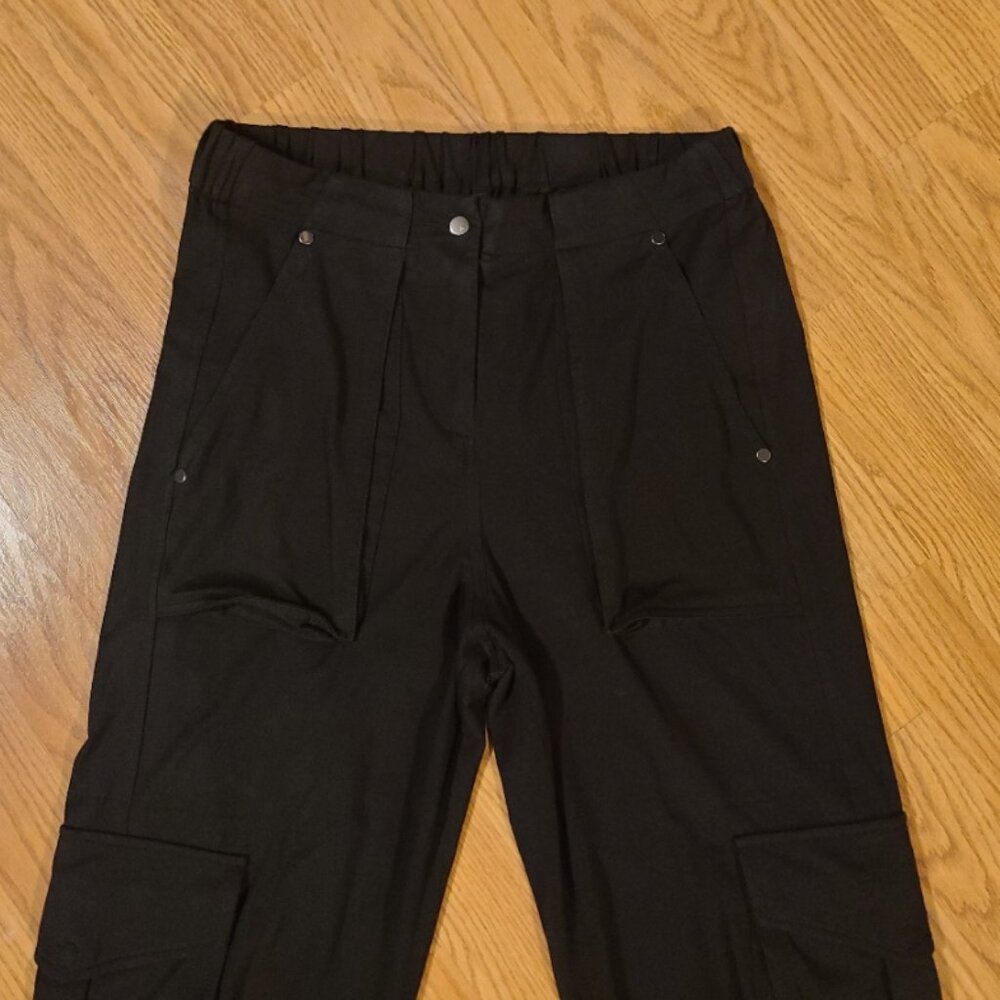 ALL SAINTS FREDA CARGO JOGGERS PANTS STRETCH JERSEY KNIT UTILITY ATHLEISURE sz 2 - Picture 3 of 7
